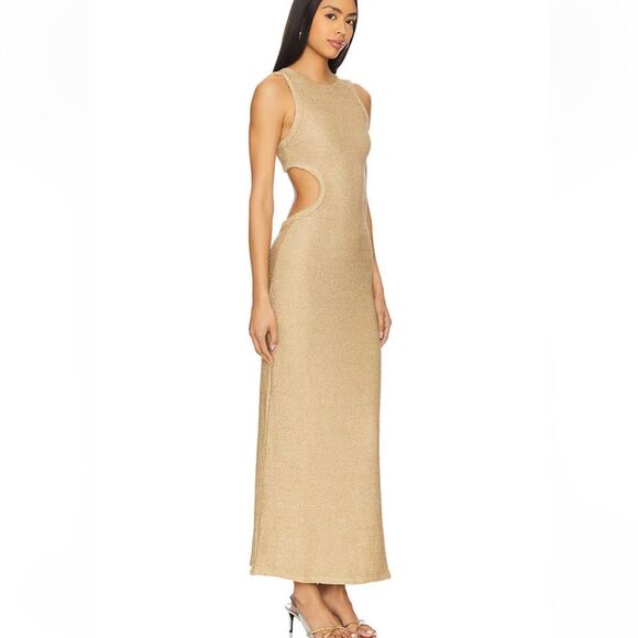 DEVON WINDSOR Maxine Dress Marigold
Gold knit metallic cut out Backless NWT S - Picture 4 of 14